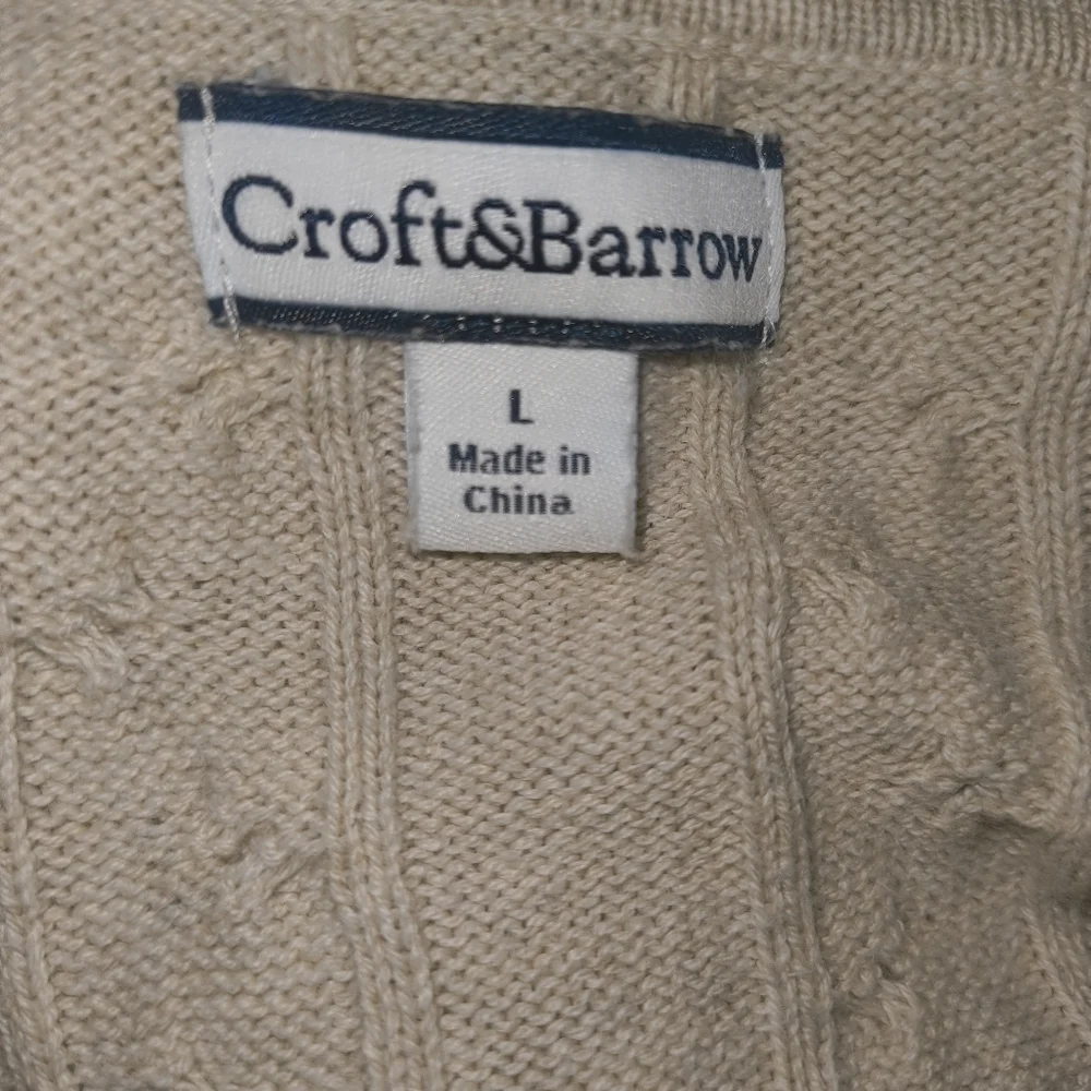 Croft & Barrow Cream Cable Knit Sweater 56